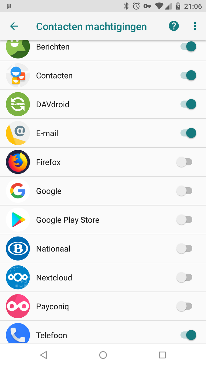 Apps that have permissions to access my contacts